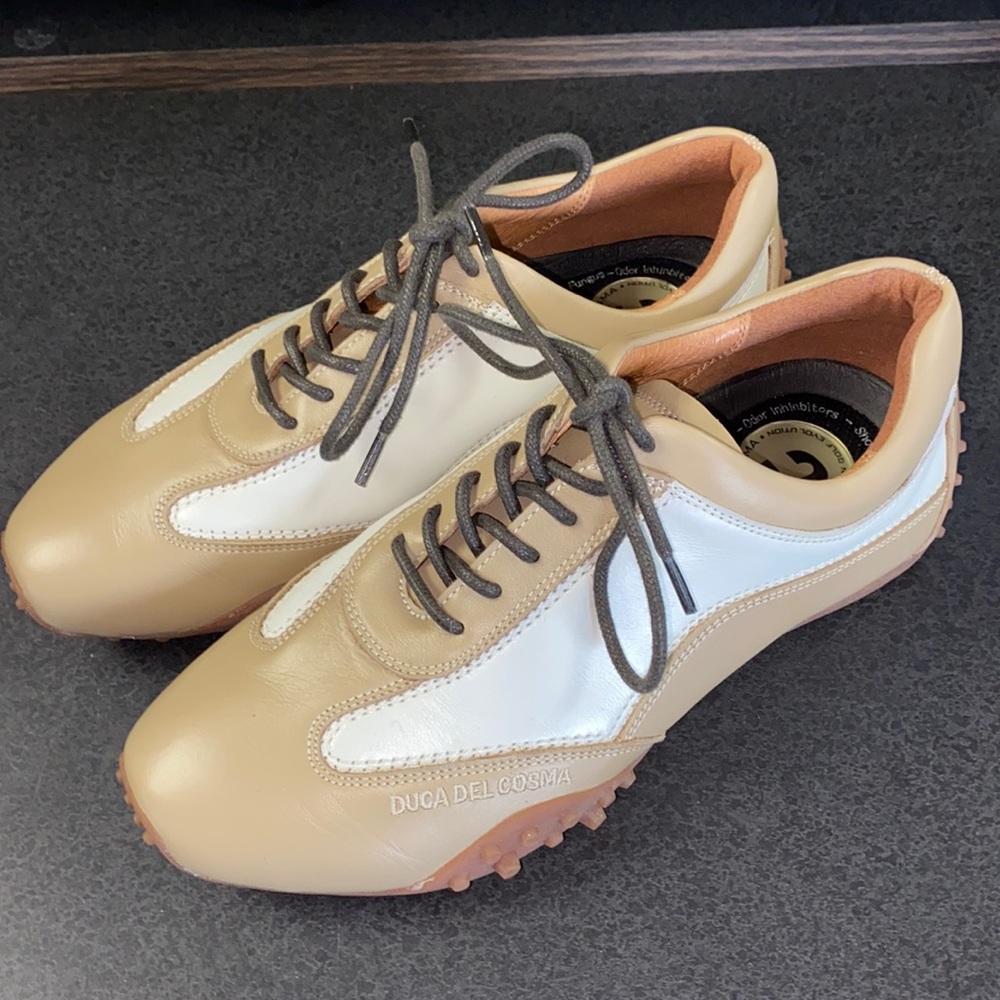 Duca Del Cosma Women's Athletic Shoes - Tan and White